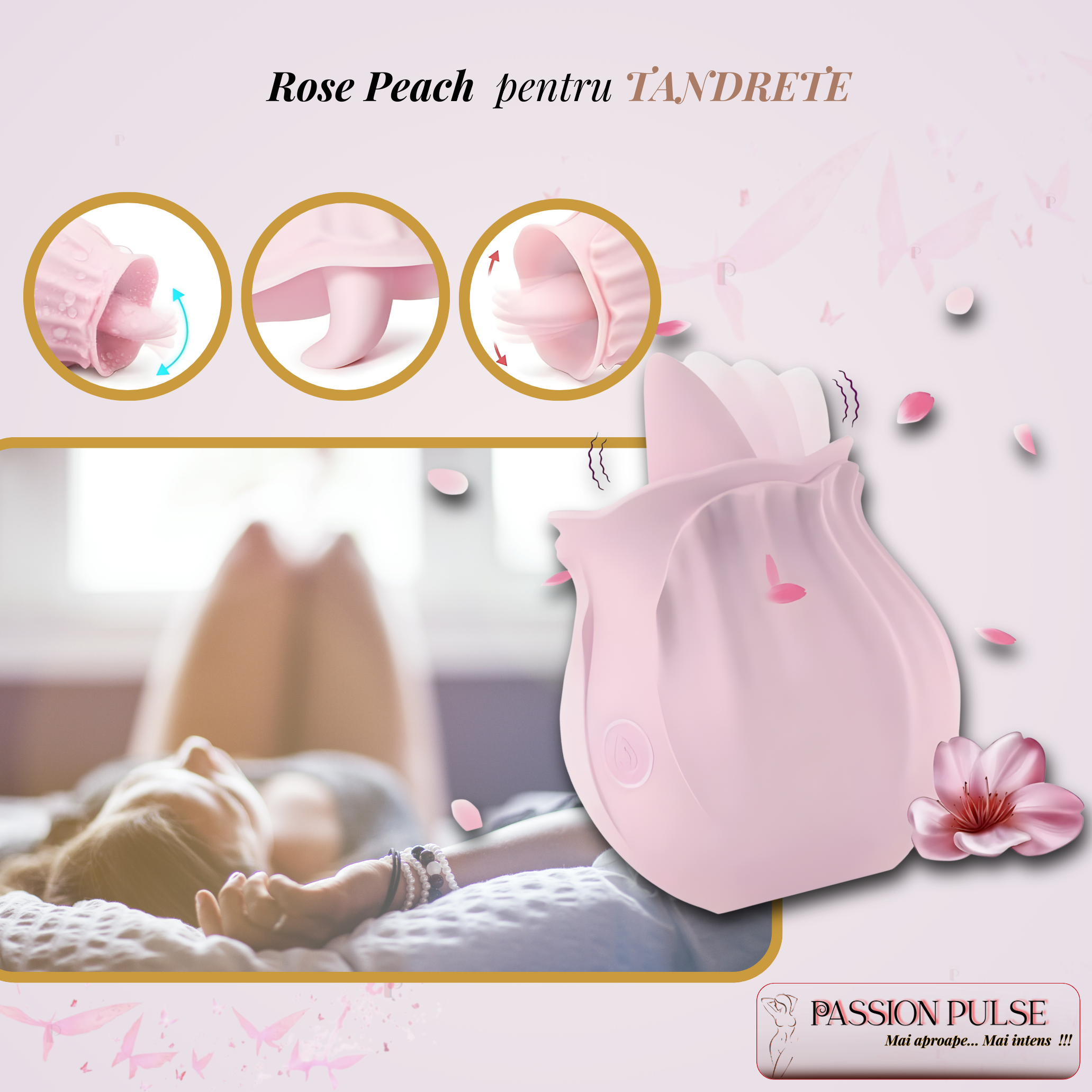 Vibrator pentru clitoris si sani Blossom Stimulator Pink - imagine 3